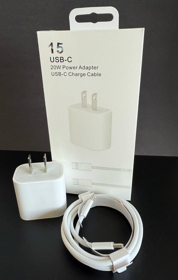 USB-C 20W Power Adapter & Braided Charging Cable – Fast & Reliable Charging